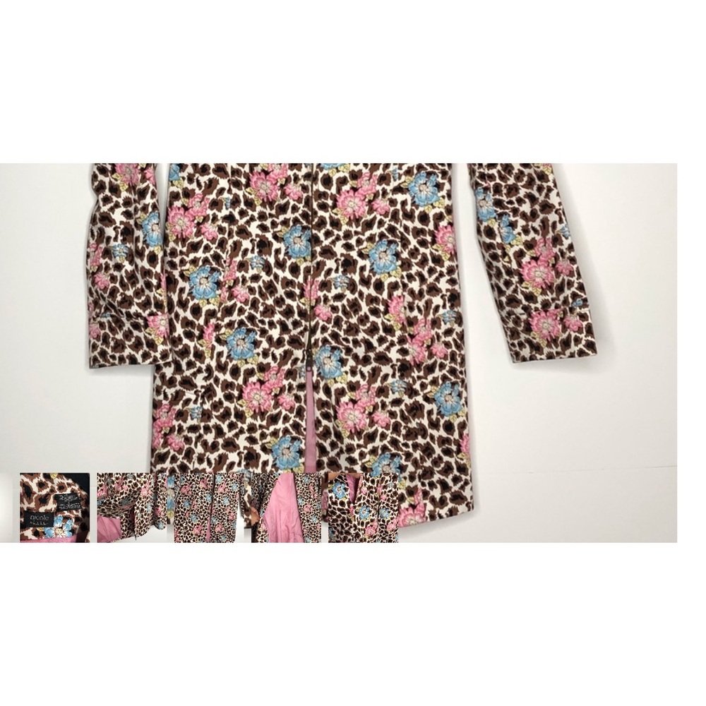 NICOLE MILLER Trench Coat Leopard Floral Print